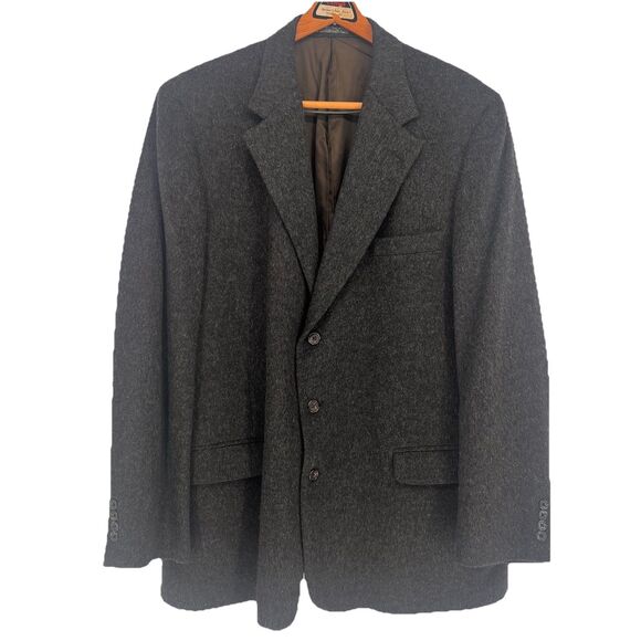 Southampton Jacket Blazer Mens 48L Charcoal Gray Camel Hair Ventless 3 Button - Picture 1 of 15